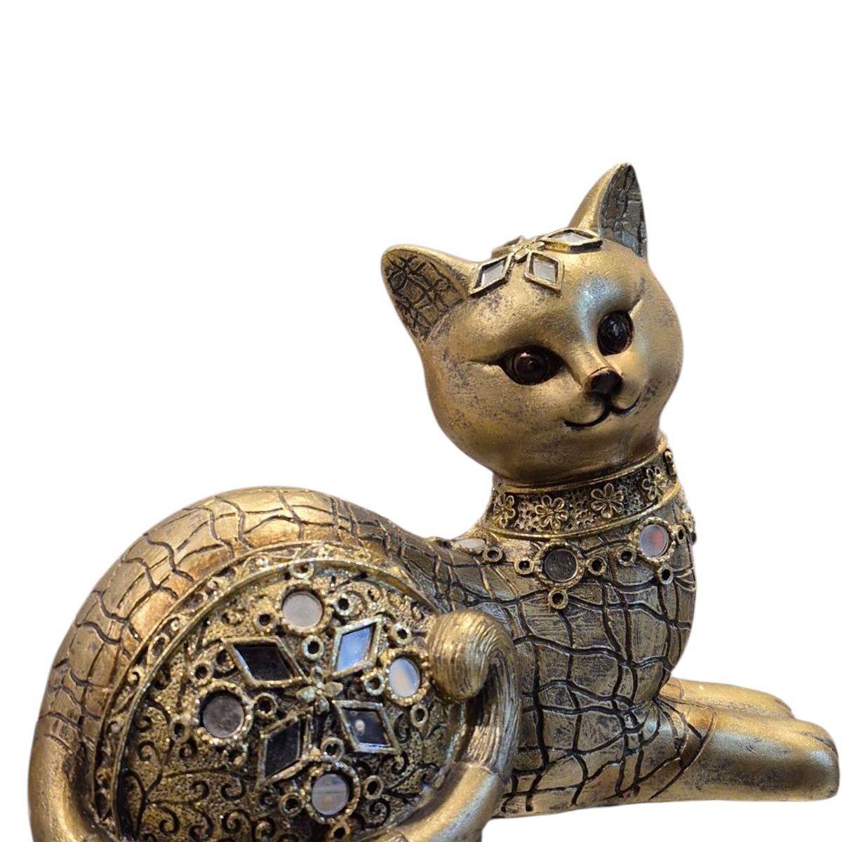 GENERICO - Adorno Decorativo Gato Dorado con Detalles Ornamentales - Adorno Elegante para Sala Regalo Ideal