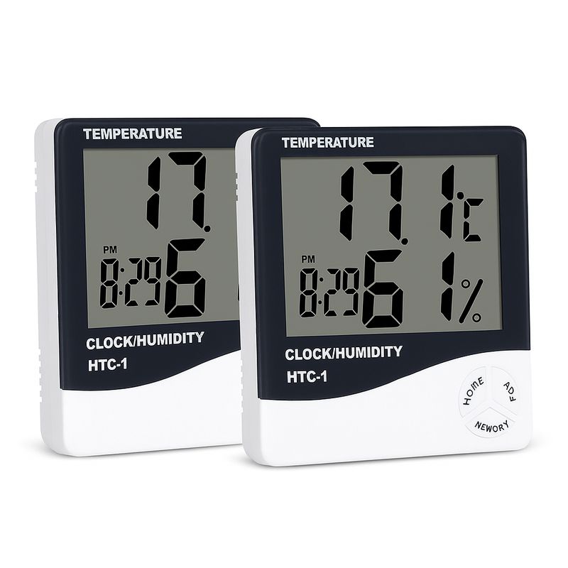 GENERICO - PACK X2 HTC-1 Termómetro Digital Higrómetro Reloj Despertador