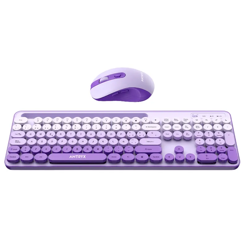 ANTRYX - Kit Antryx Teclado y Mouse Inalámbrico WS-970 Púrpura