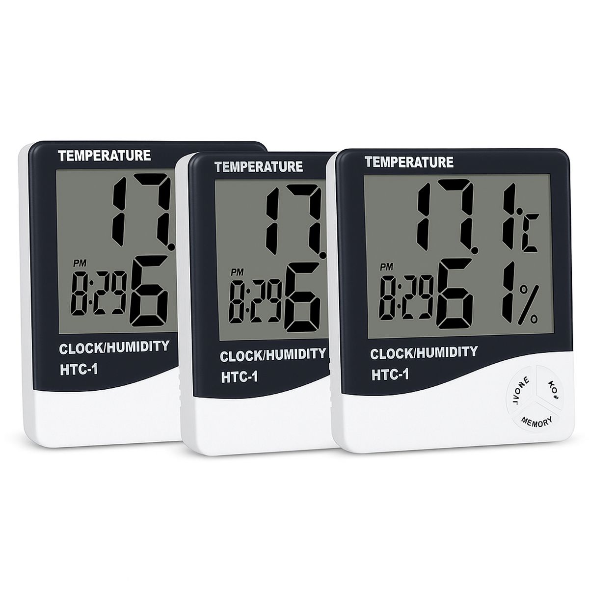 GENERICO - PACK X3 HTC-1 Termómetro Digital Higrómetro Reloj Despertador