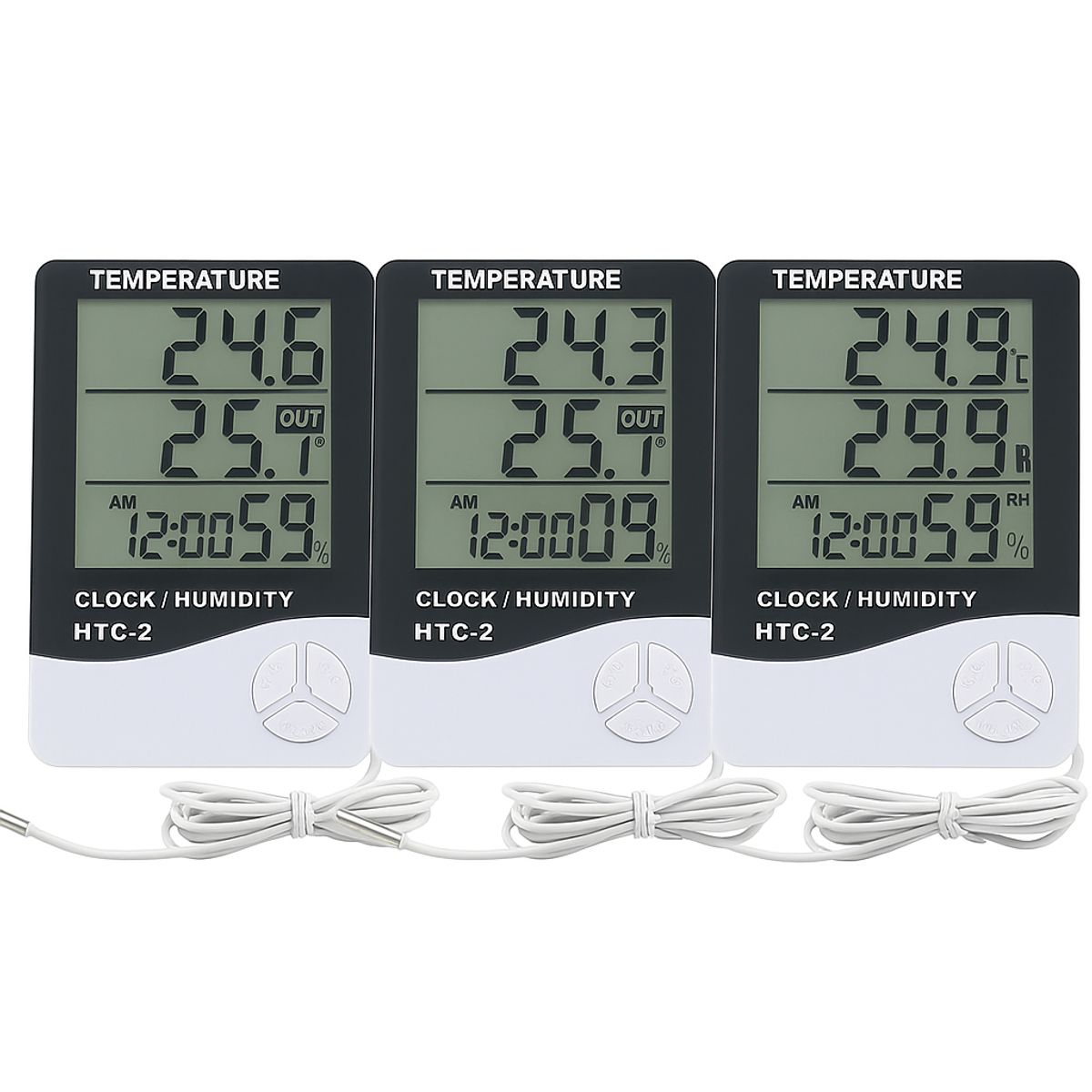 GENERICO - Pack X3 HTC-2 Higrómetro Termómetro Interior y Exterior Digital