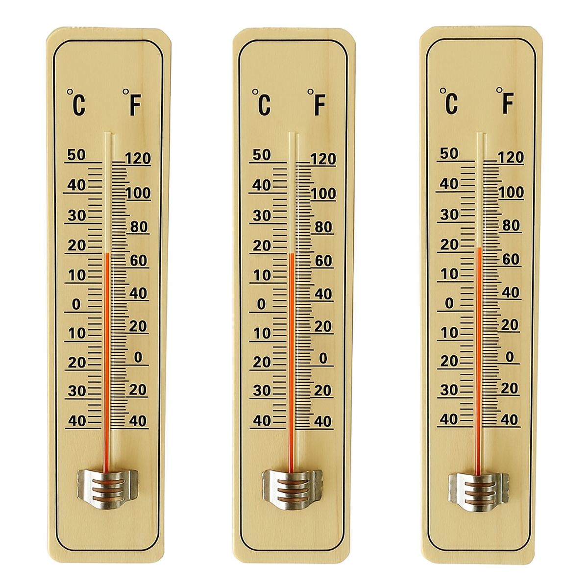 GENERICO - PACK X3 TERMÓMETRO DE PARED MEDIDOR DE TEMPERATURA MADERA 22 CM