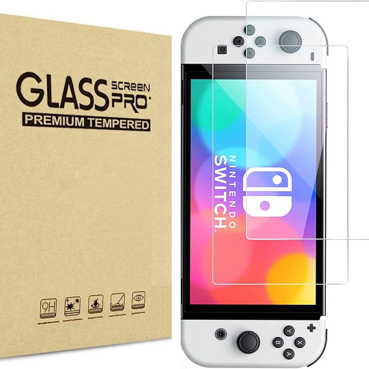 GENERICO - 02 Protectores de Pantalla para Nintendo Switch OLED Vidrio Templado