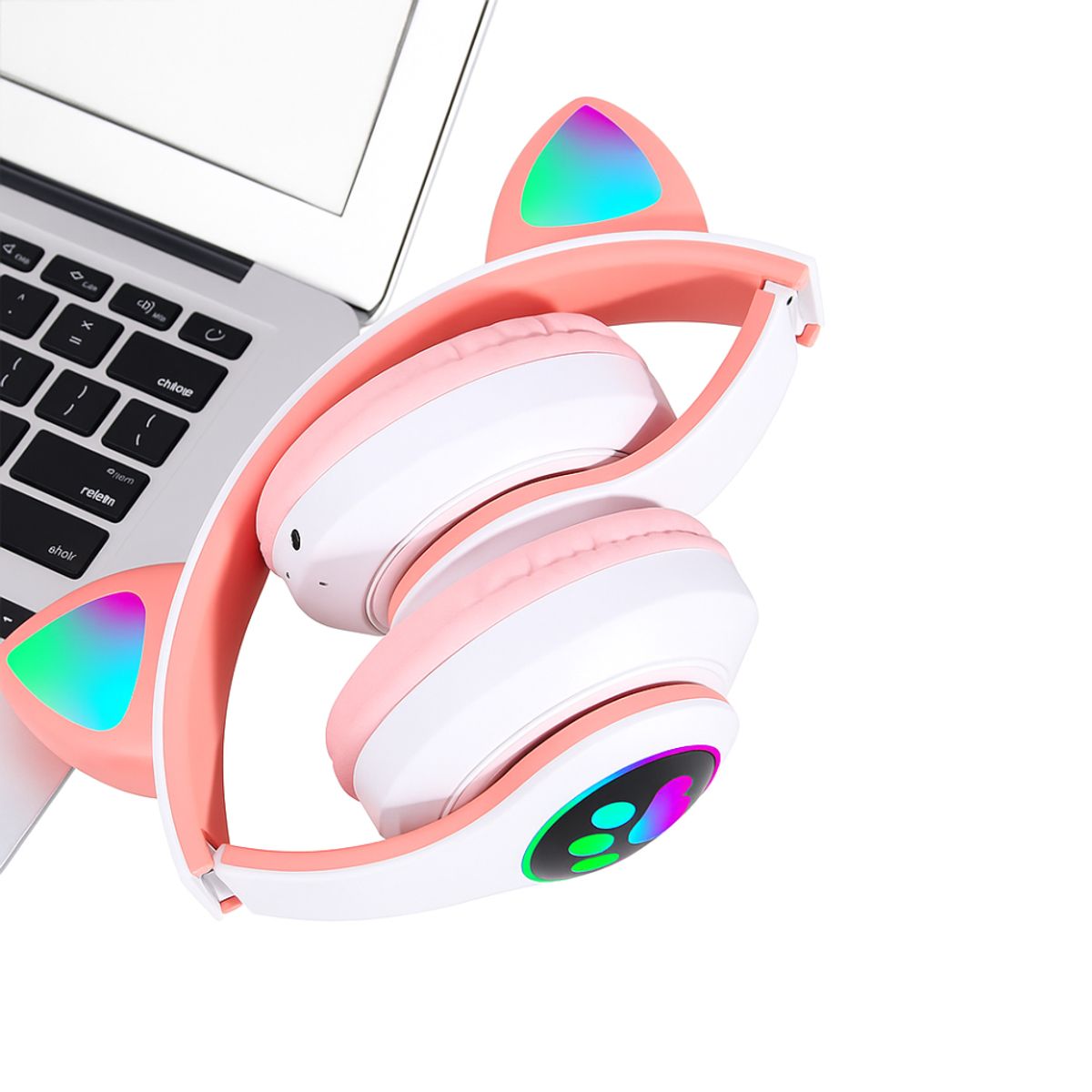 GENERICO - Audífonos Diadema Inalámbricos con Orejas de Gato Celeste