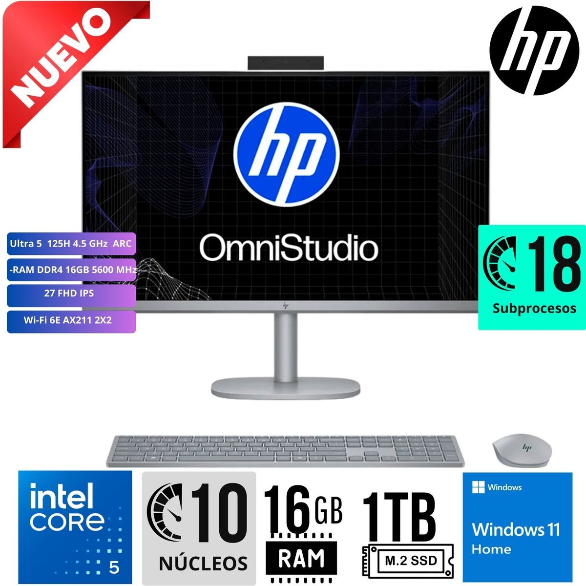 HP - ALL IN ONE HP OMNISTUDIO X CS0252LA 27" FHD ULTRA 5 125H RAM 16GB SSD 1TB W11