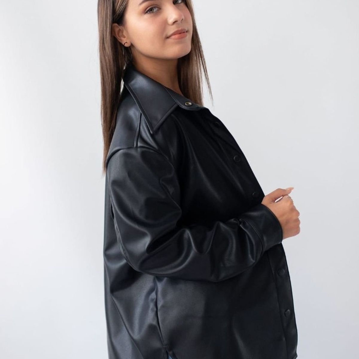 GENERICO - CAMISA CUERINA OVERSIZE CASUAL PARA MUJER