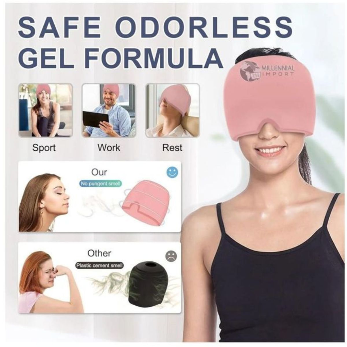 GENERICO - Gorro Terapéutico Para El Alivio Para El Dolor De Cabeza-Rosado