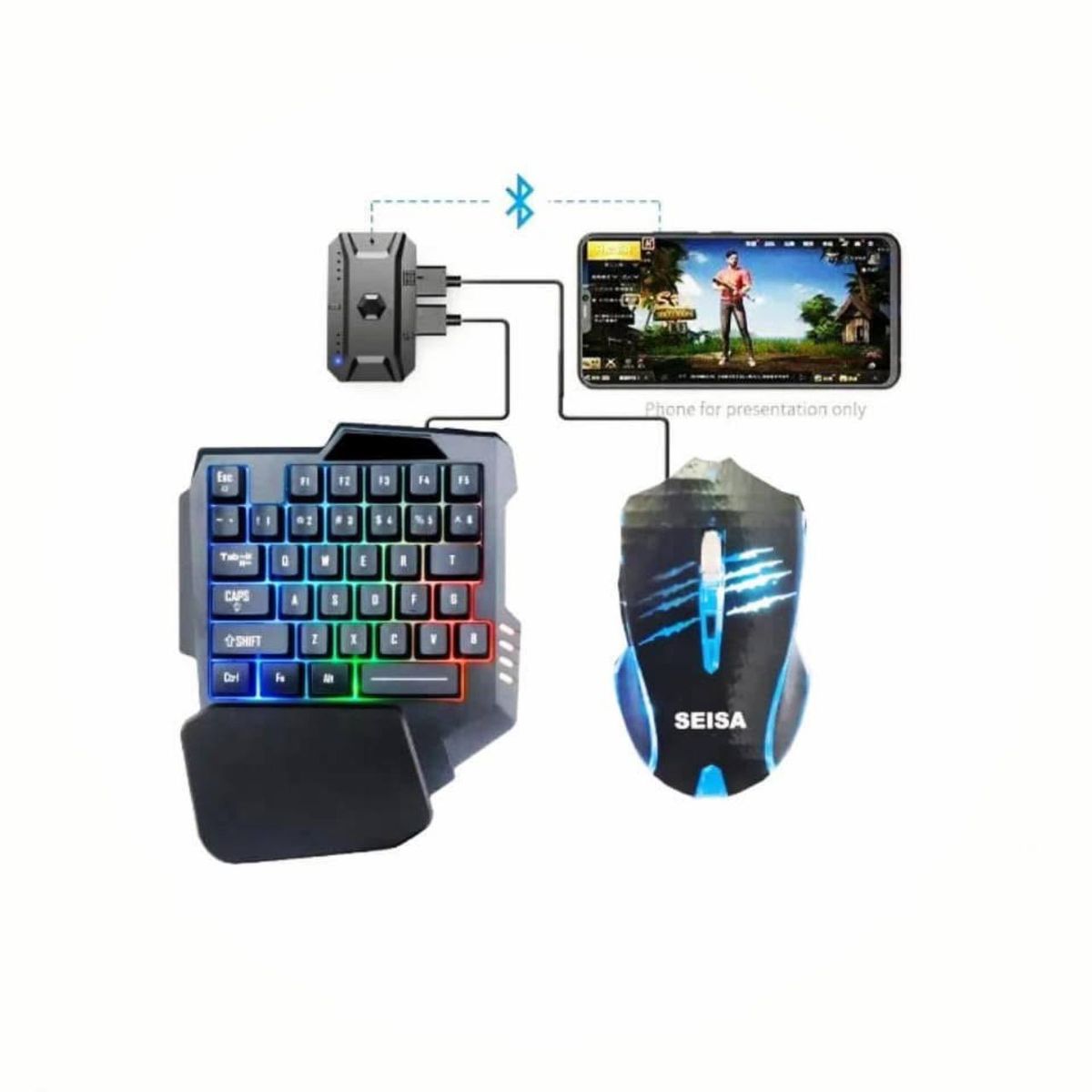 SEISA - KIT GAMER SEISA DN-G15 CON TECLADO RGB MOUSE Y ADAPTADOR BLUETOOTH