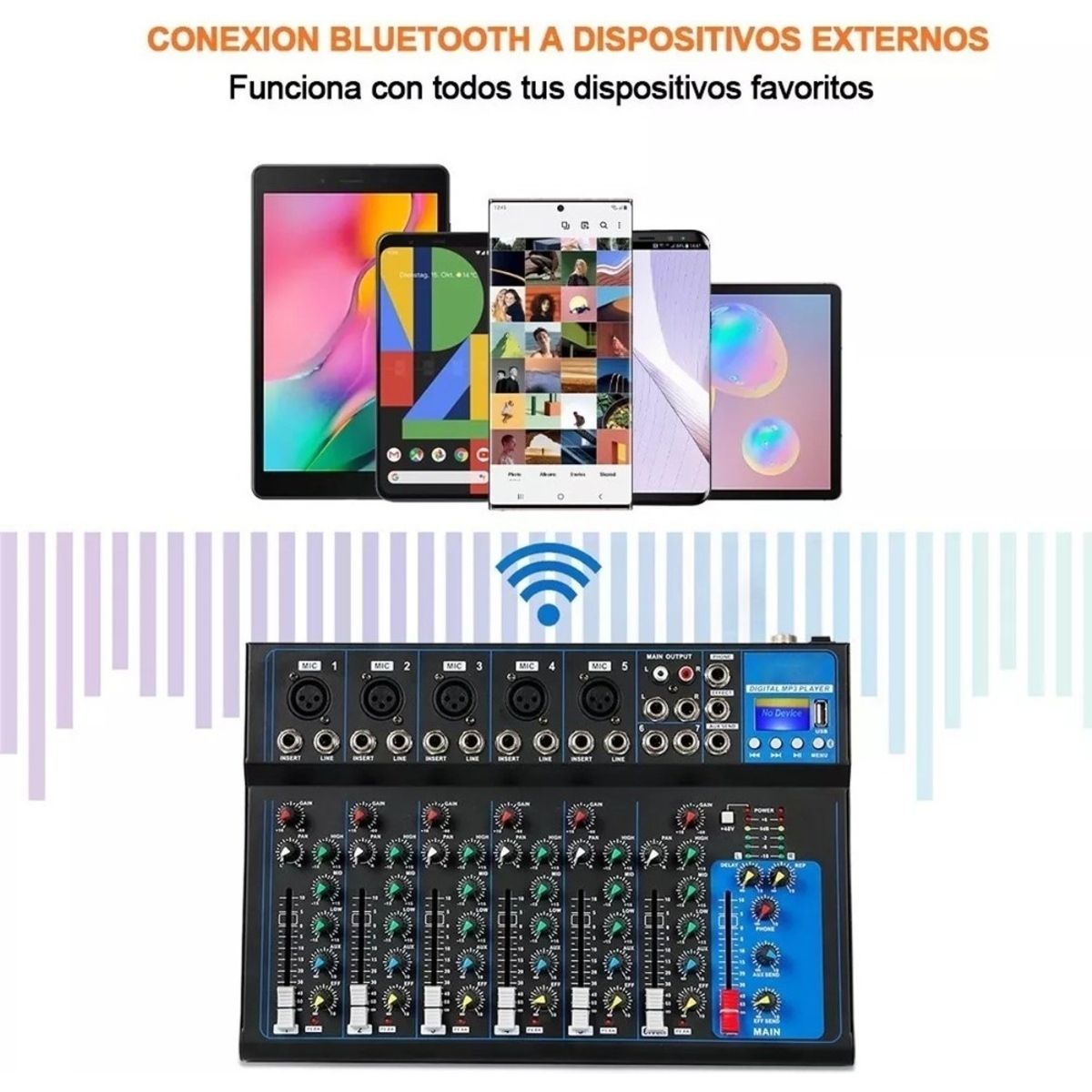 U BUY - Consola Mezcladora De Audio Portátil 7 Canales