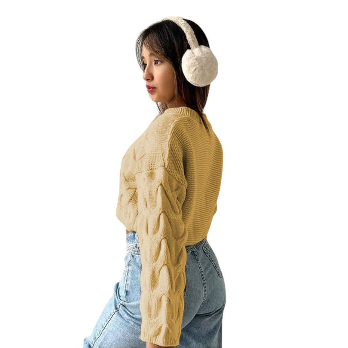 GENERICO - Chompa Mujer Hilo Clasico 359G-23 Color Beige