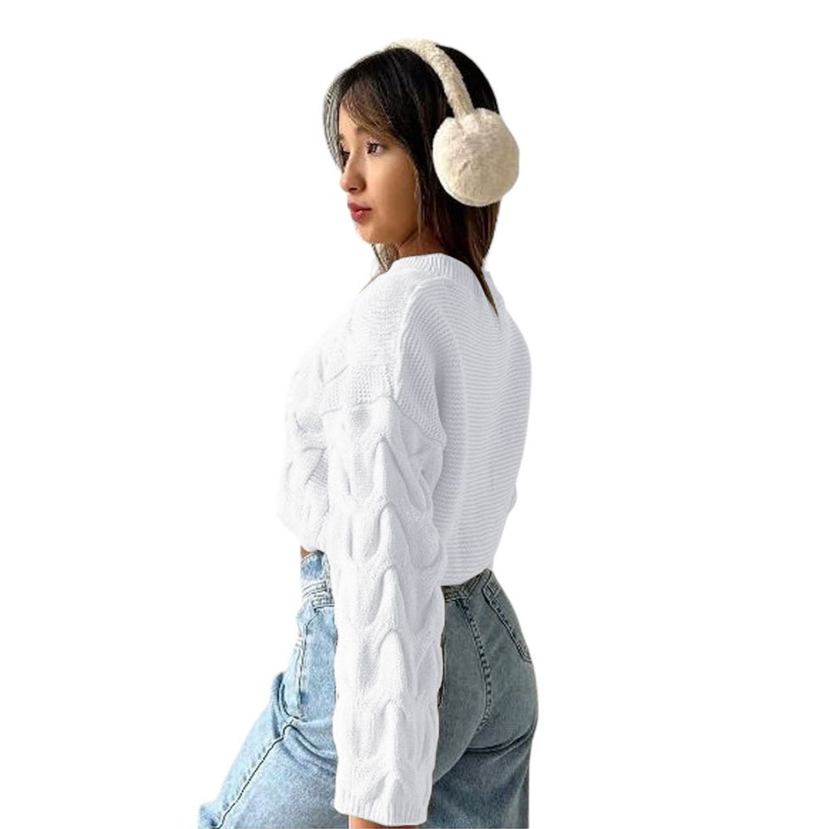 GENERICO - Chompa Mujer Hilo Clasico 359G-23 Color Blanco