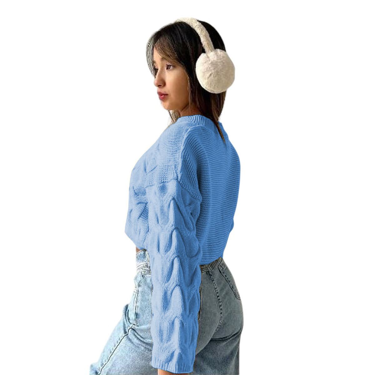 GENERICO - Chompa Mujer Hilo Clasico 359G-23 Color Celeste