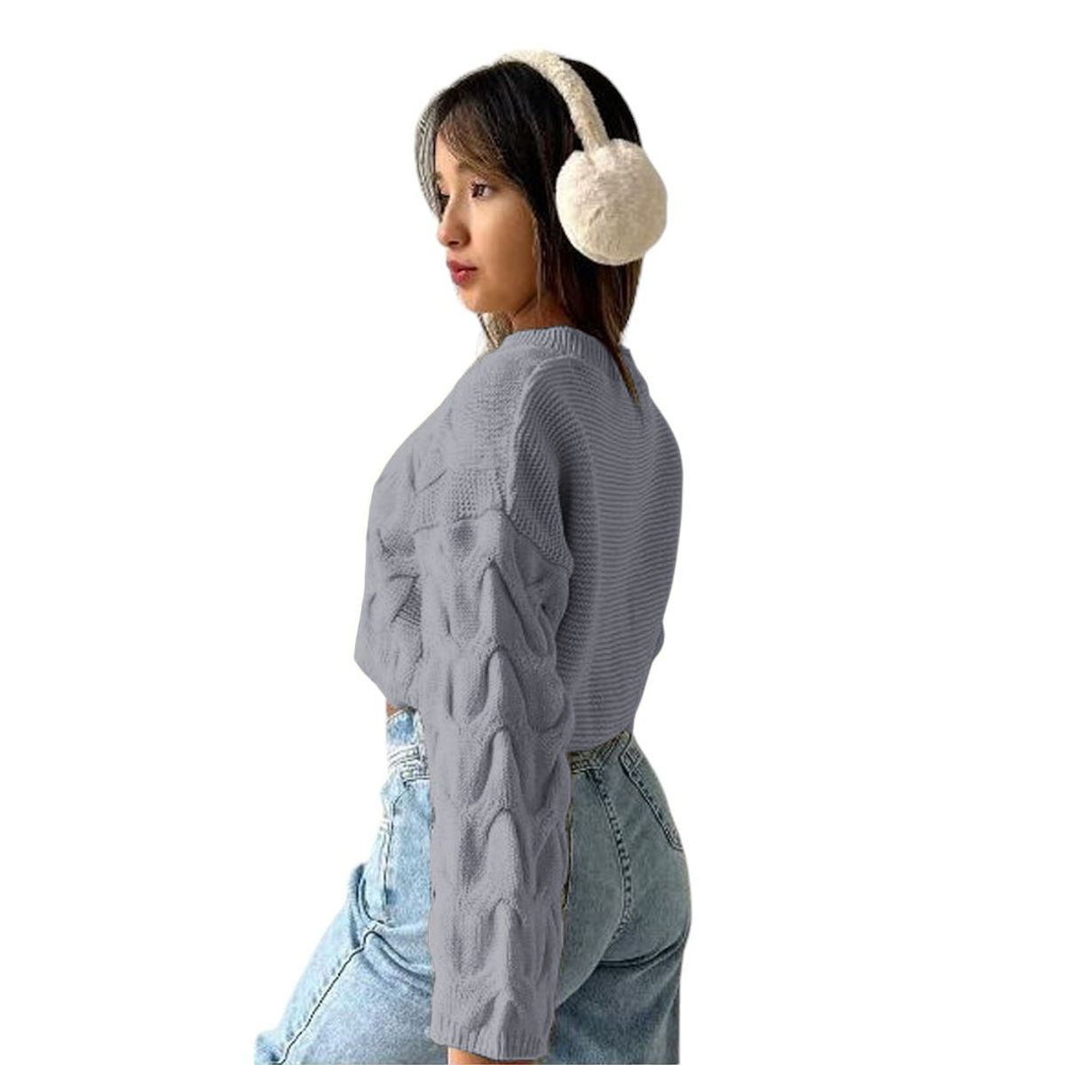 GENERICO - Chompa Mujer Hilo Clasico 359G-23 Color Gris