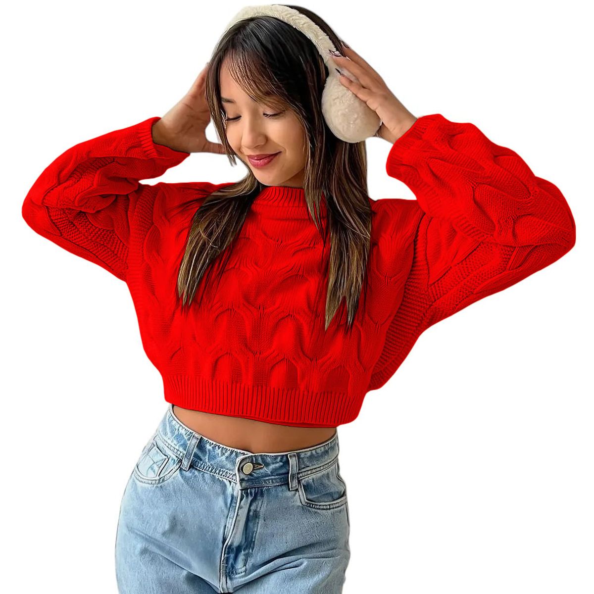 GENERICO - Chompa Mujer Hilo Clasico 359G-23 Color Rojo