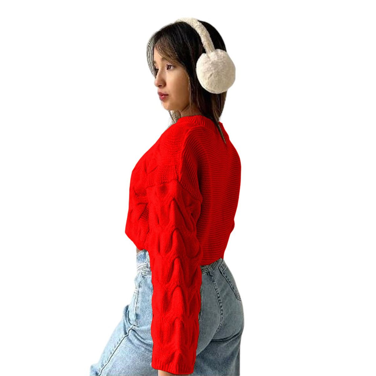 GENERICO - Chompa Mujer Hilo Clasico 359G-23 Color Rojo