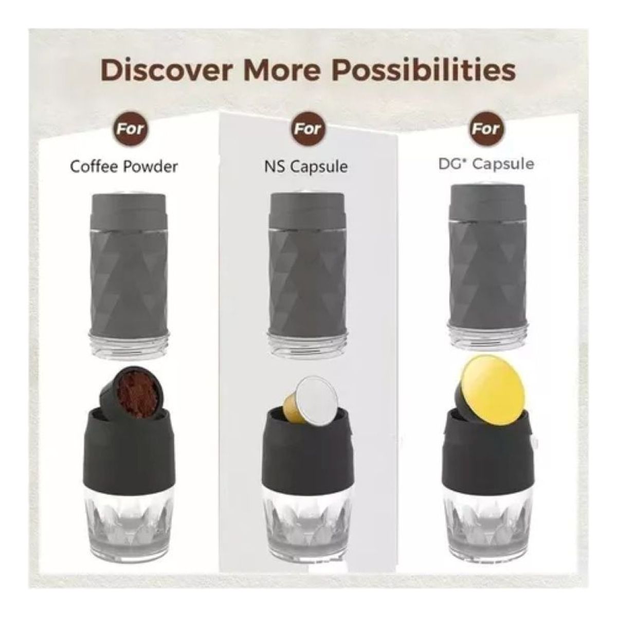 U BUY - Cafetera Manual Portátil Mini Espresso Handheld Tres