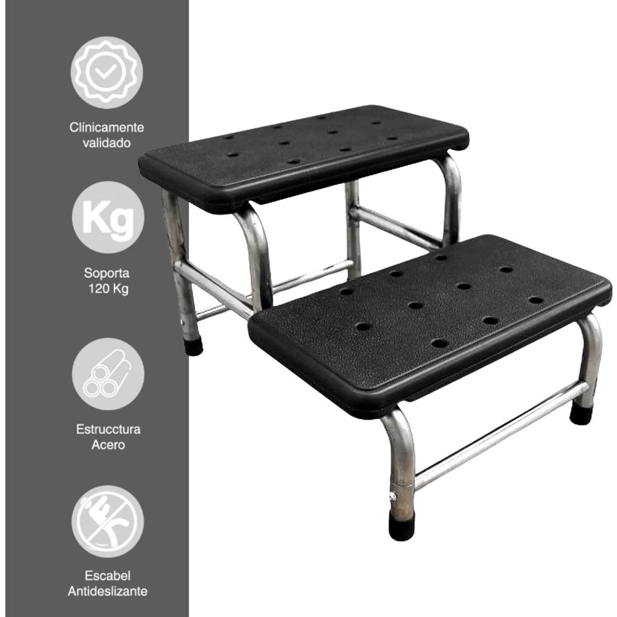ANYHOGAR - Escabel Clinico Antideslizante 2 Peldaños Catre Reposa Pies