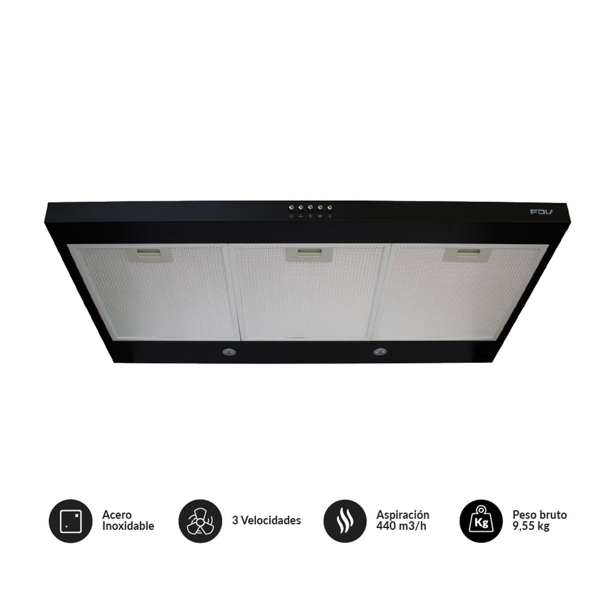 FDV - Campana Class Black 90 + Encimera Chef Glass 90 GN + Horno Black 70 GN