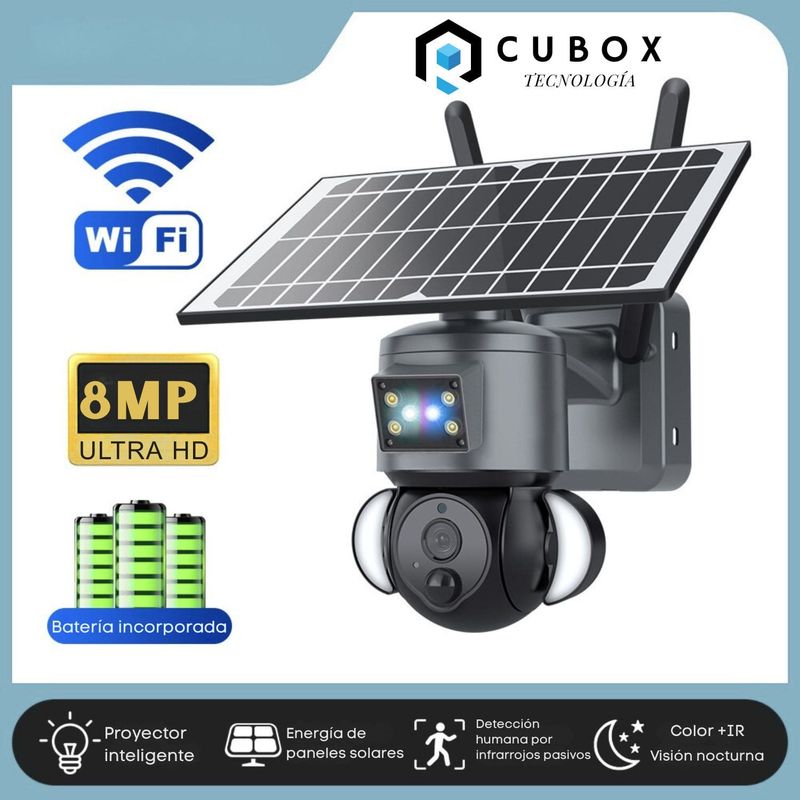 OEM - CAMARA DE SEGURIDAD DOBLE LENTE 8 MPX 4G CON PANEL SOLAR