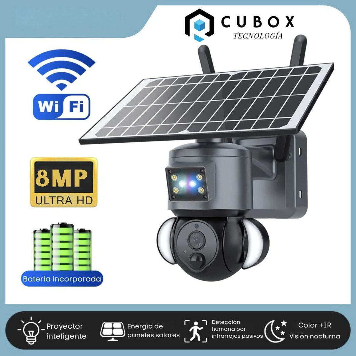 OEM - CAMARA DE SEGURIDAD DOBLE LENTE 8 MPX 4G CON PANEL SOLAR