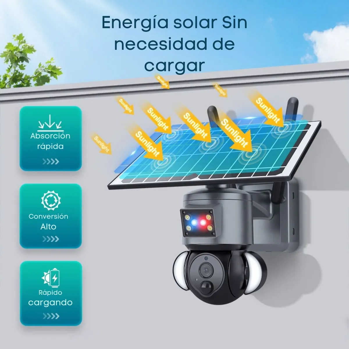 OEM - CAMARA DE SEGURIDAD DOBLE LENTE 8 MPX 4G CON PANEL SOLAR