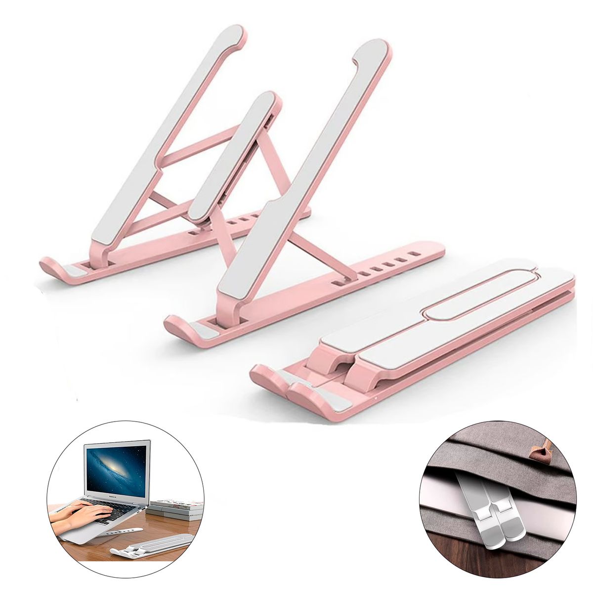 GENERICO - Soporte o base plegable para Laptop - ligero fácil de llevar - Rosado