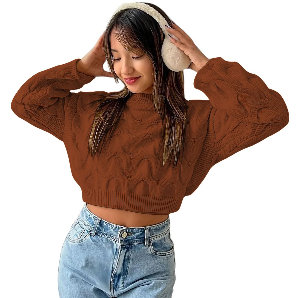 GENERICO - Chompa Mujer Hilo Clasico 359G-23 Color Caramelo