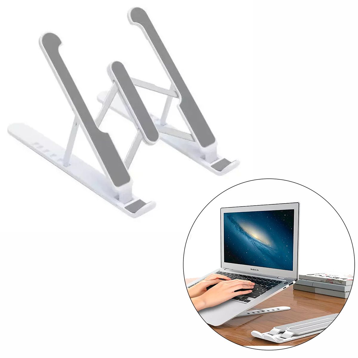 GENERICO - Soporte o base plegable para Laptop - ligero fácil de llevar - Gris