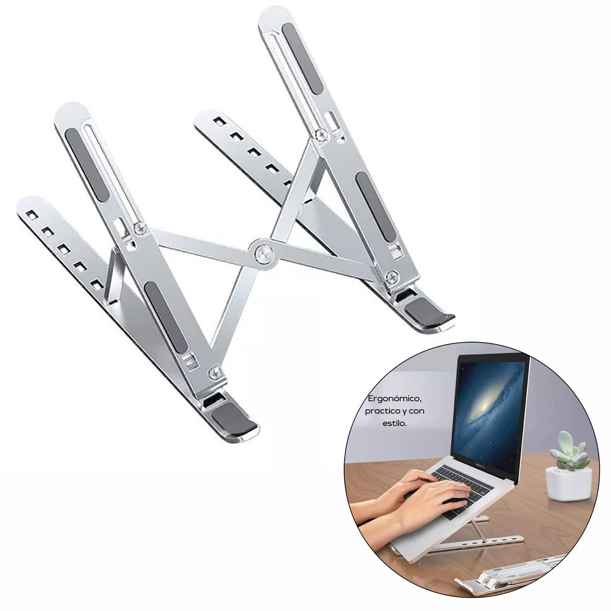 GENERICO - Soporte o base plegable para Laptop o Tablet ajustable de aluminio