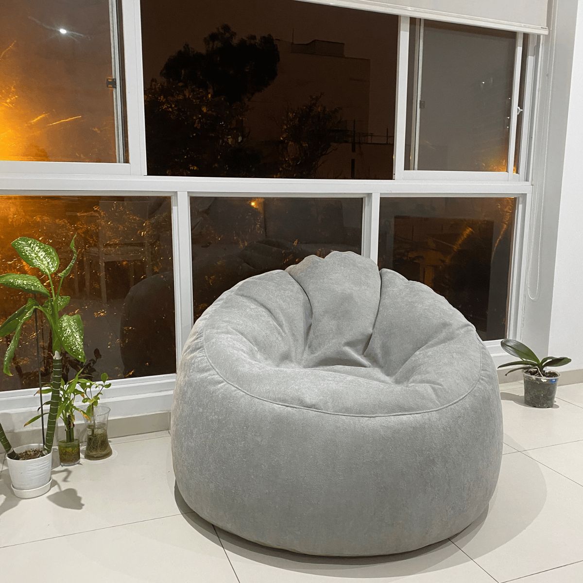 GENERICO - Puff Nube Grande  Palmo en tela Cloud Gris