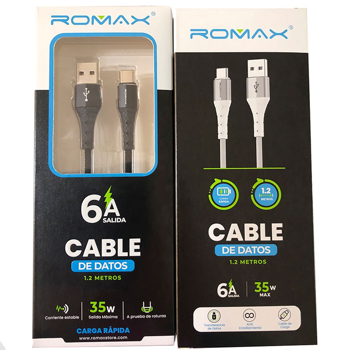 GENERICO - Cable de datos USB-Tipo C Carga rápida 6A Anti enrollamiento - Negro