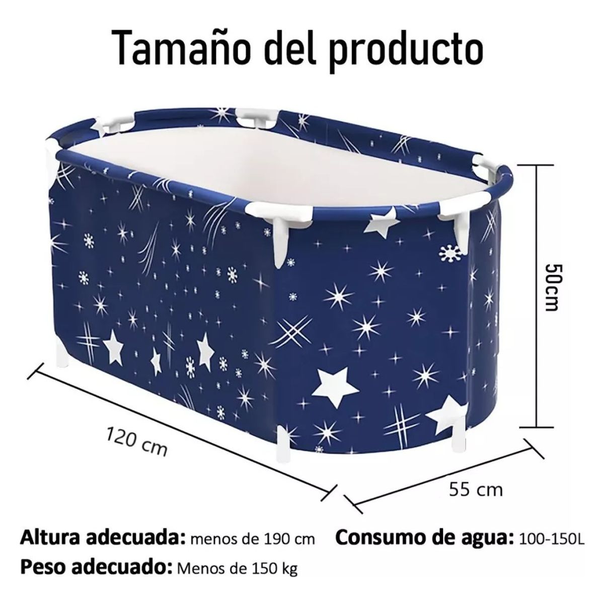 U BUY - Bañera Plegable Portátil Adultos Y Niños Balde Spa 120×55cm