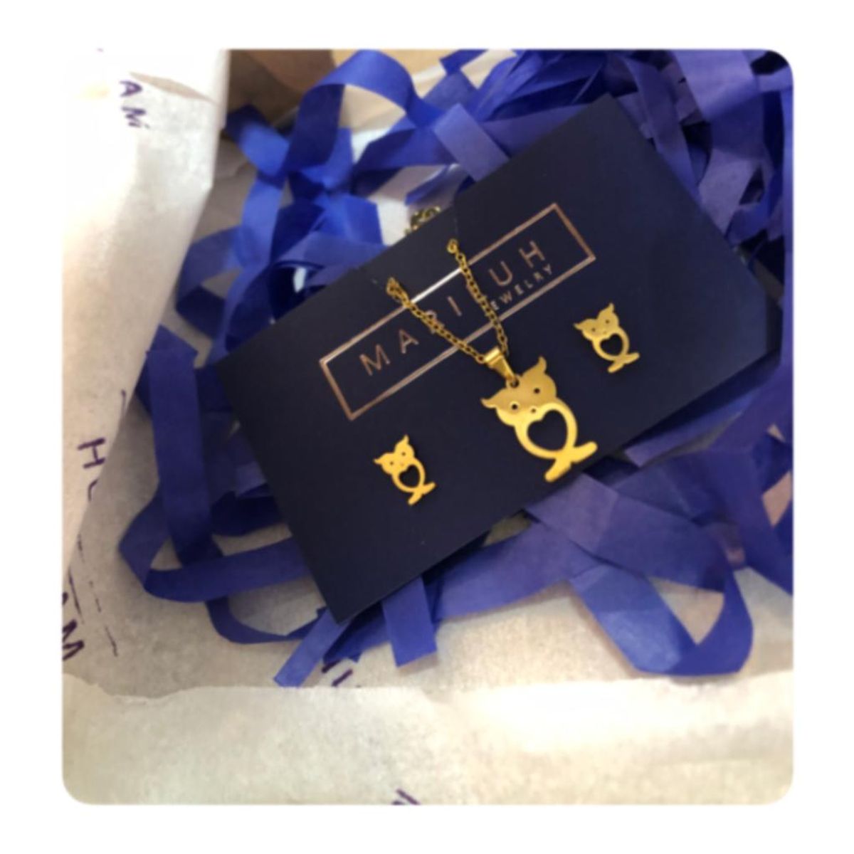 GENERICO - Pack Acero Collar con dije y Aretes - Buho Suerte Dorado