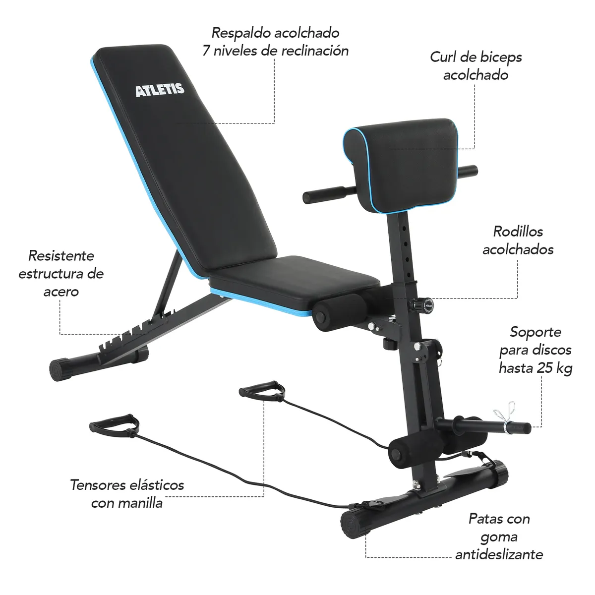 ATLETIS - Banco Multifuncional Para Entrenamiento Fitness