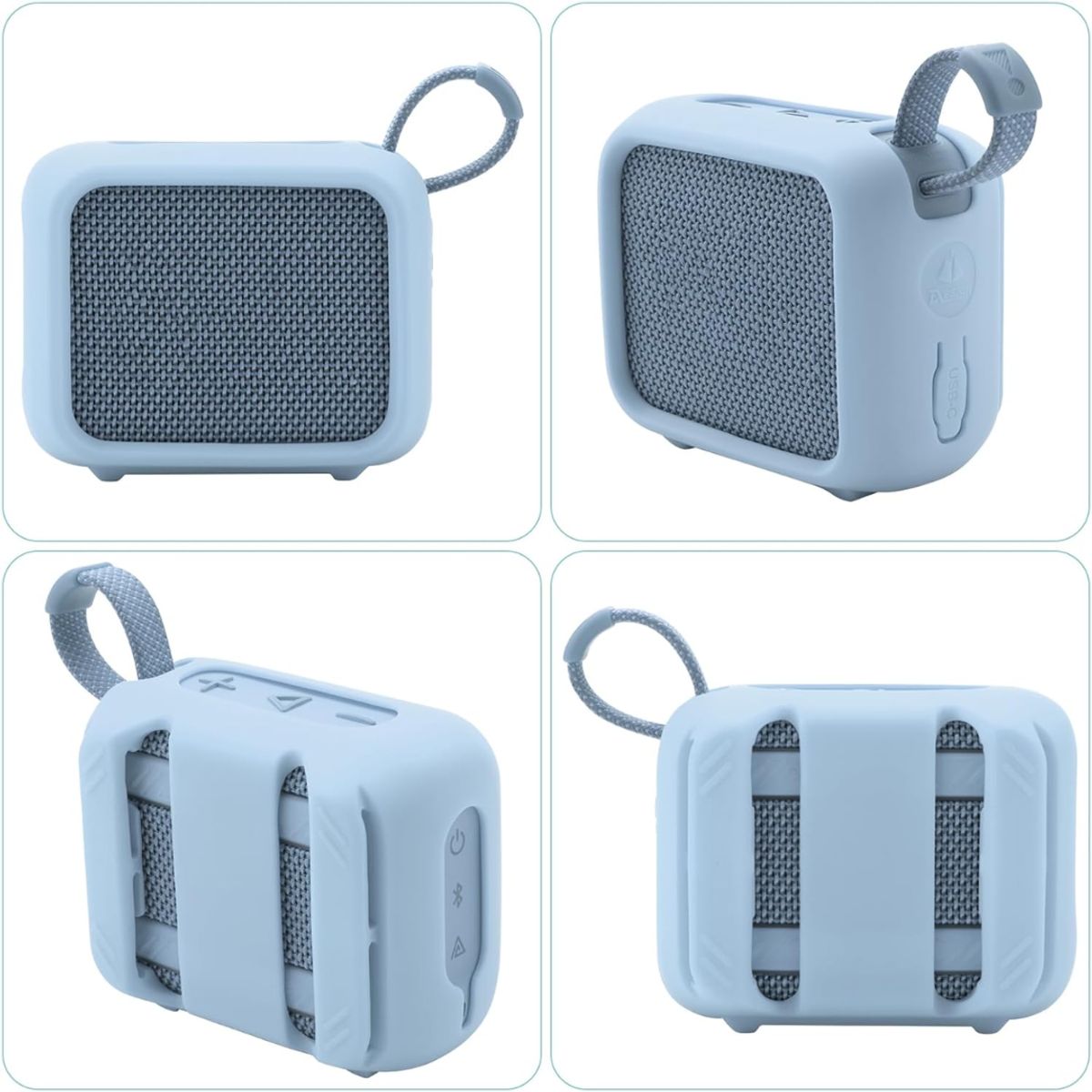 GENERICO - Funda Case De Silicona Con Correa Para Jbl Go 4 celeste