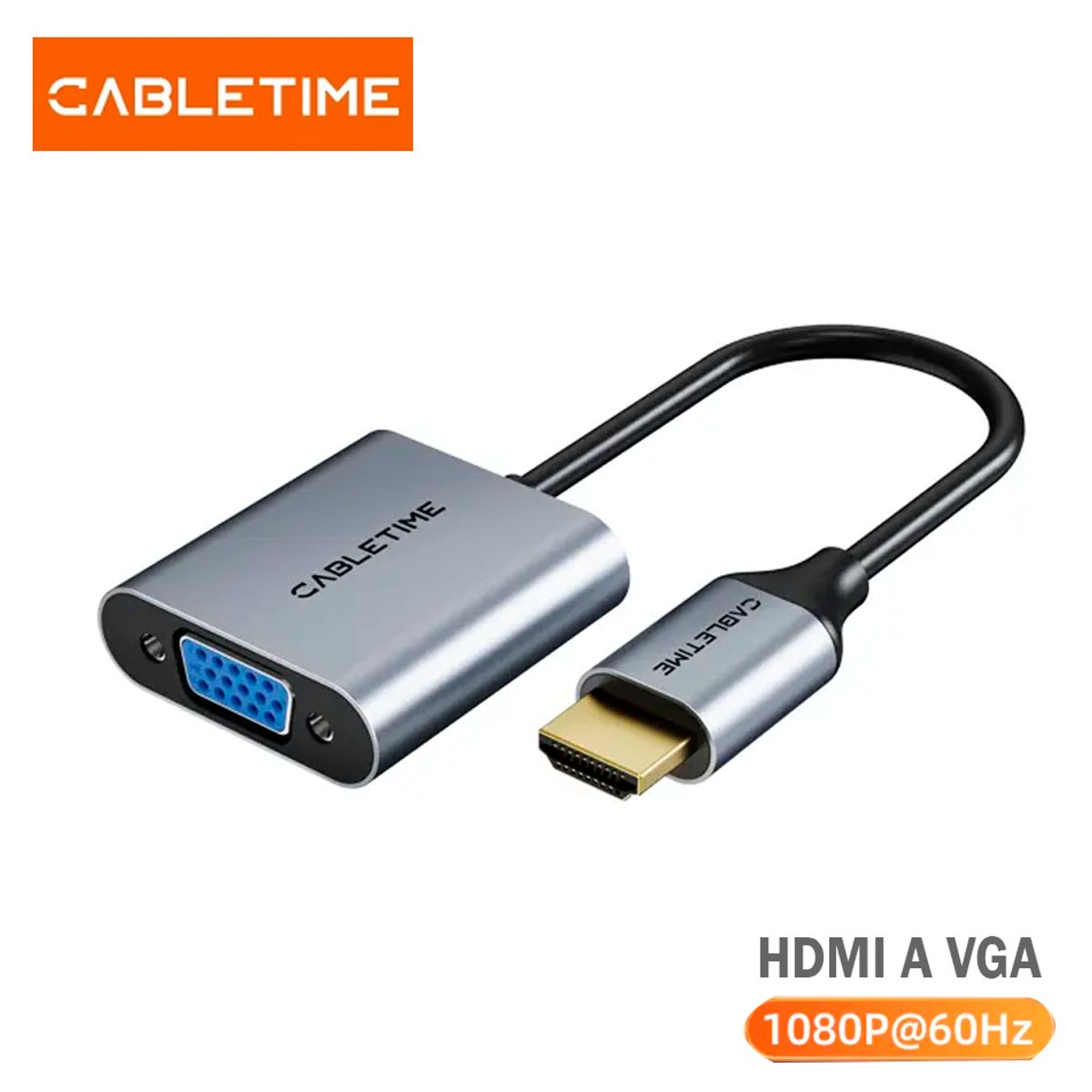 GENERICO - Adaptador HDMI a VGA 1080p 60Hz cabletime - Aluminio