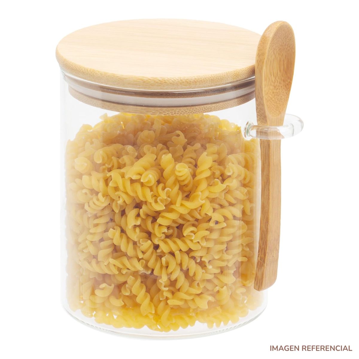 INSPIRA - Frasco de almacenamiento con tapa y cucharita estilo Bambú