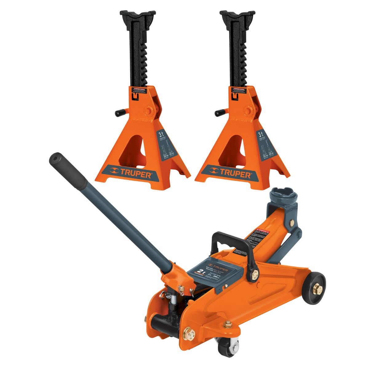 TRUPER - Gata lagarto Gata Caimán 2 Tnl +2 Caballetes de Auto de 3tnl Truper