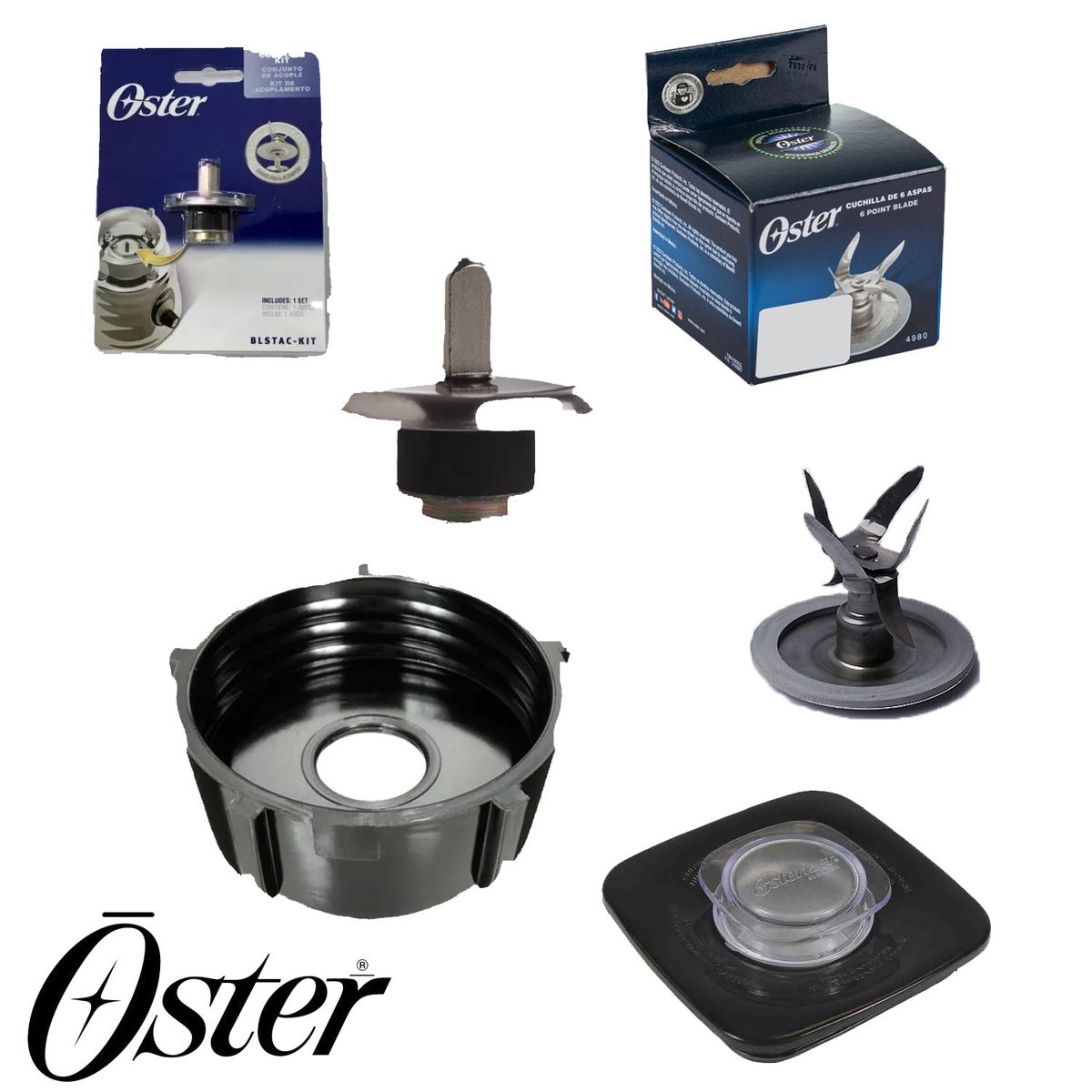 OSTER - CUCHILLA  6 ASPAS+KIT DE ACOPLE+ BASE DE VASO+ TAPA