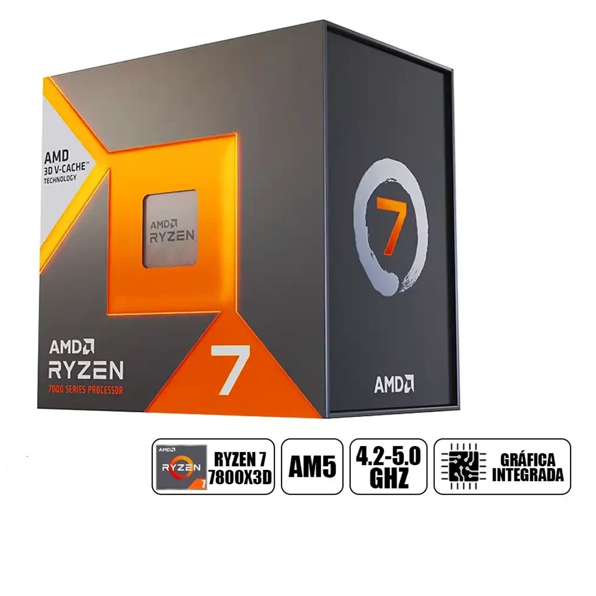 AMD - Procesador AMD Ryzen 7 7800x3D 4.20-5Ghz 96MB Cache 8 Nucleos AM5