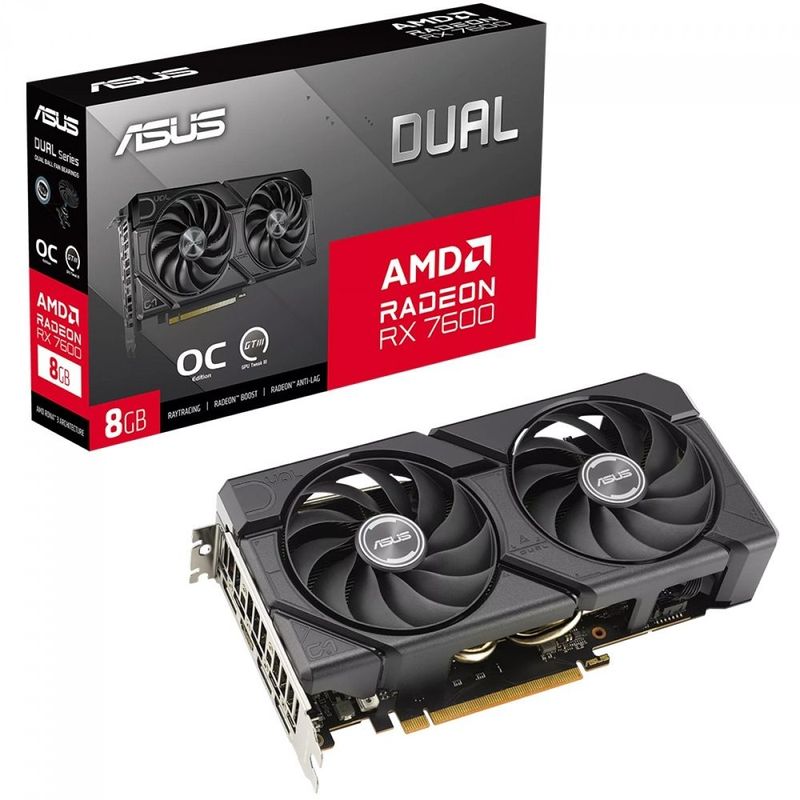 ASUS - TARJETA DE VIDEO ASUS DUAL-RX7600-O8G-EVO 8GB GDDR6