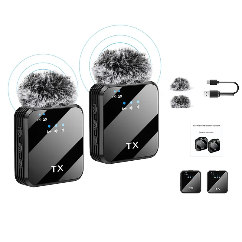 GENERICO - Micrófono Inalámbrico para Android Tipo C y iPhone con Cortaviento