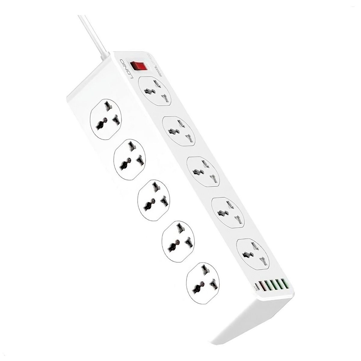 LDNIO - Regleta Ldnio Sc10610 10 Tomas Con Cable De 2m 5 Puertos USB