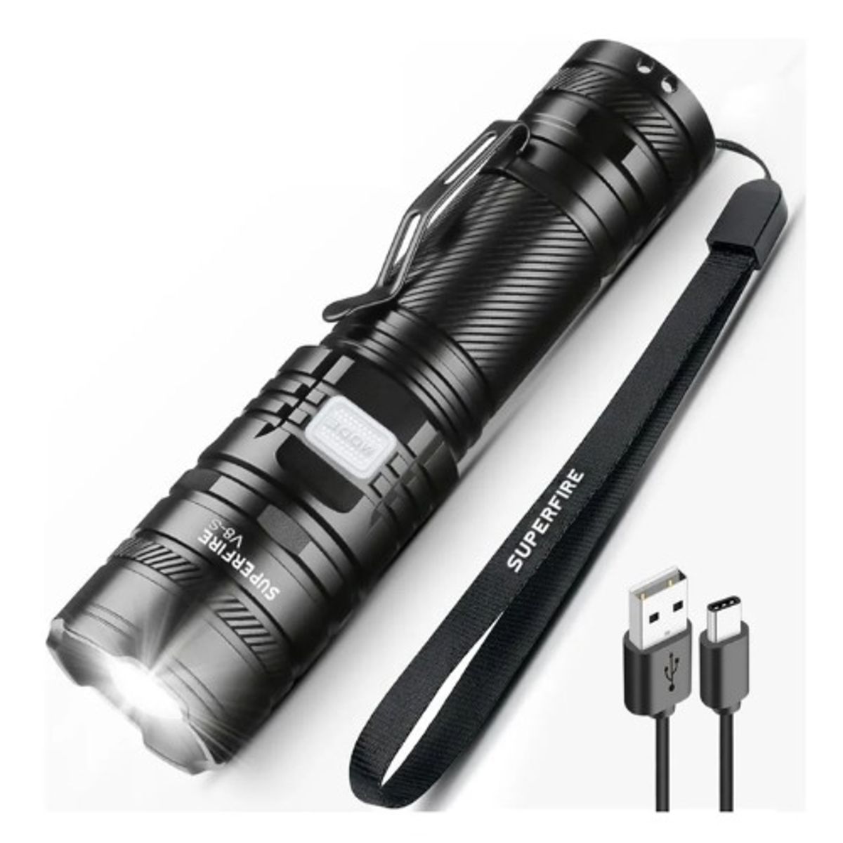 SUPER - Linterna Recargable Superfire V8-s 2300lm P90 Profesional