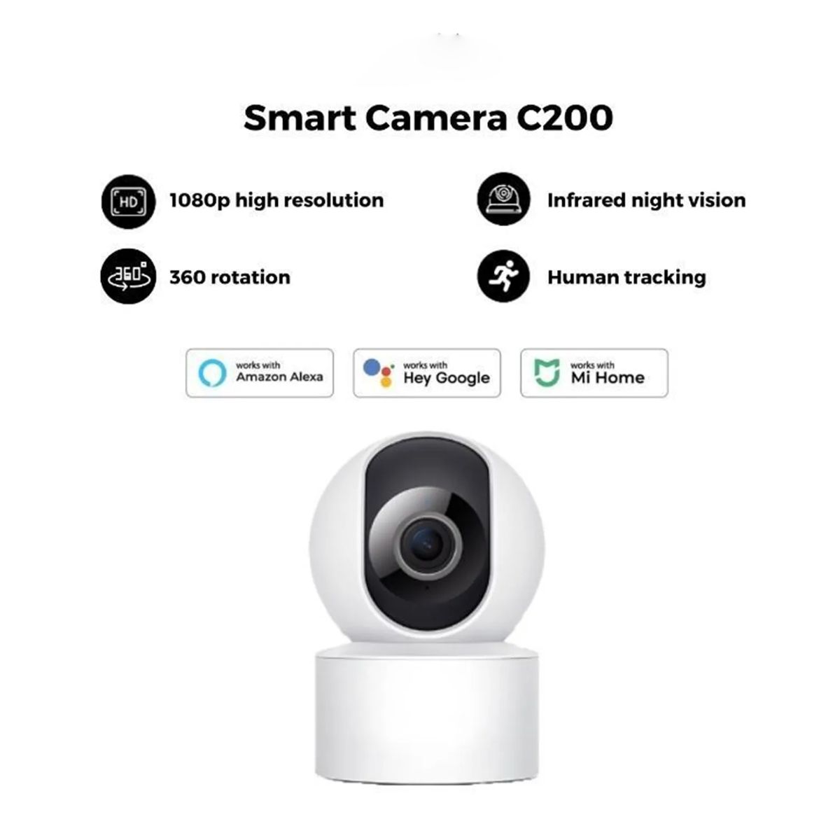 XIAOMI - Cámara de Seguridad Inteligente C200 360° con Visión Nocturna IA
