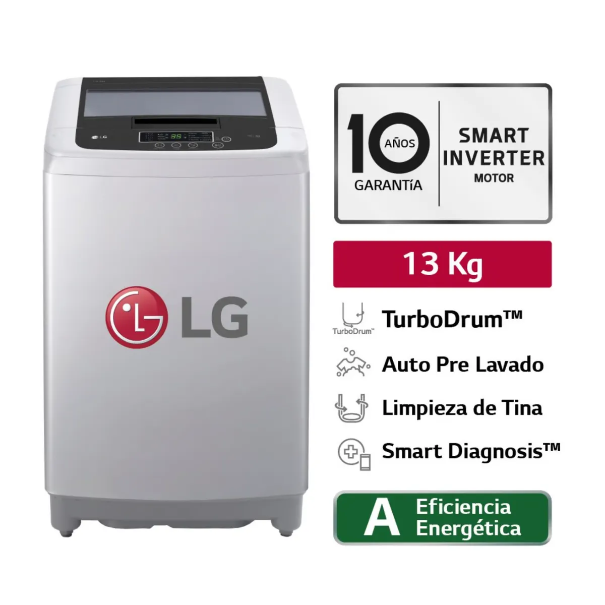 LG - Lavadora LG 13 Kg WT13DPBK Carga Superior Gris