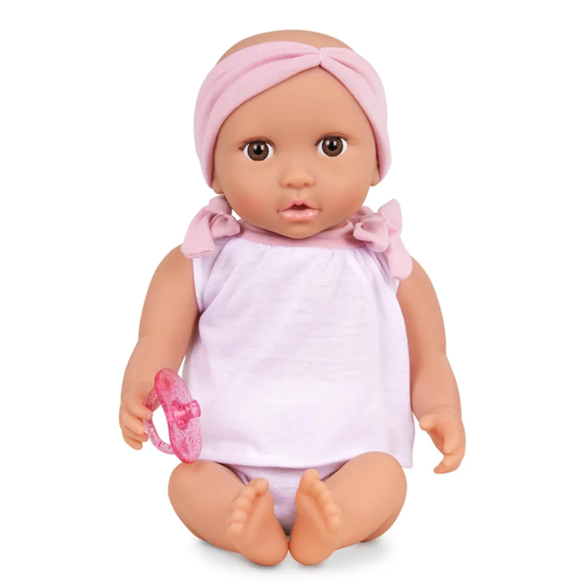 LULLABABY - Muñeca lazo rosa y ojos marrones 1
