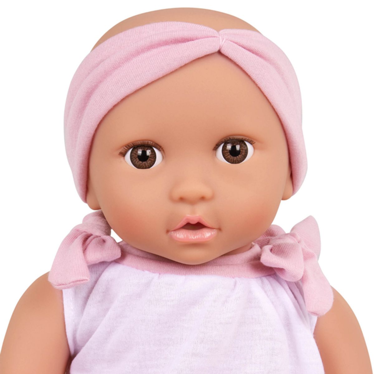 LULLABABY - Muñeca lazo rosa y ojos marrones 1