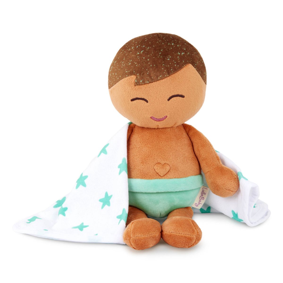 LULLABABY - Muñeco textil para tina pelo marron