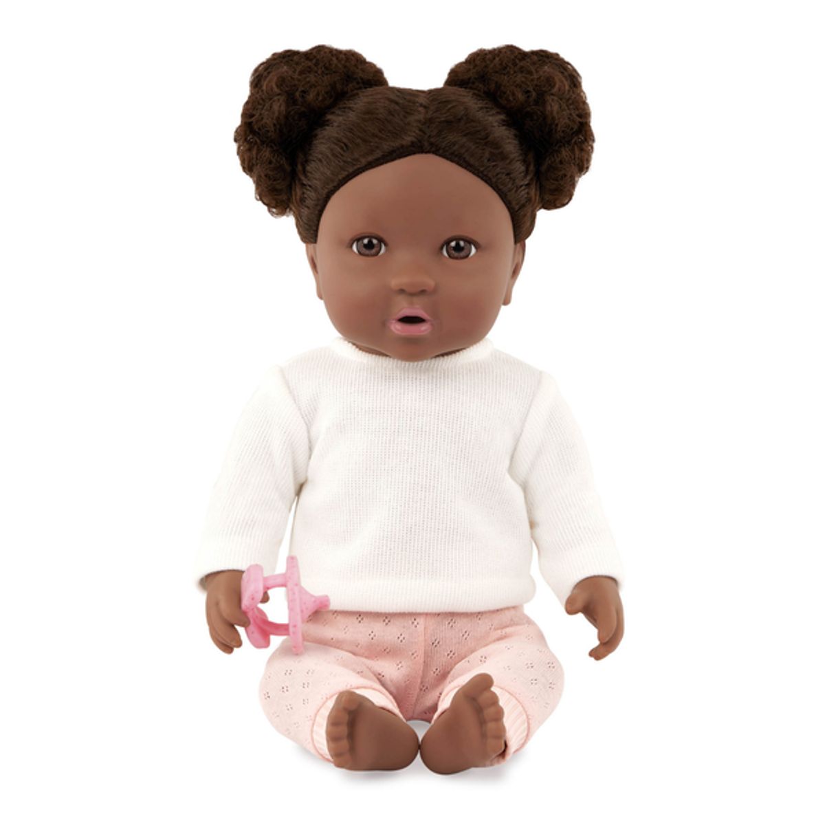 LULLABABY - Muñeca con pelo negro y polo blanco